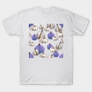 Watercolor Halloween Pumpkins - Lavender & White T-Shirt